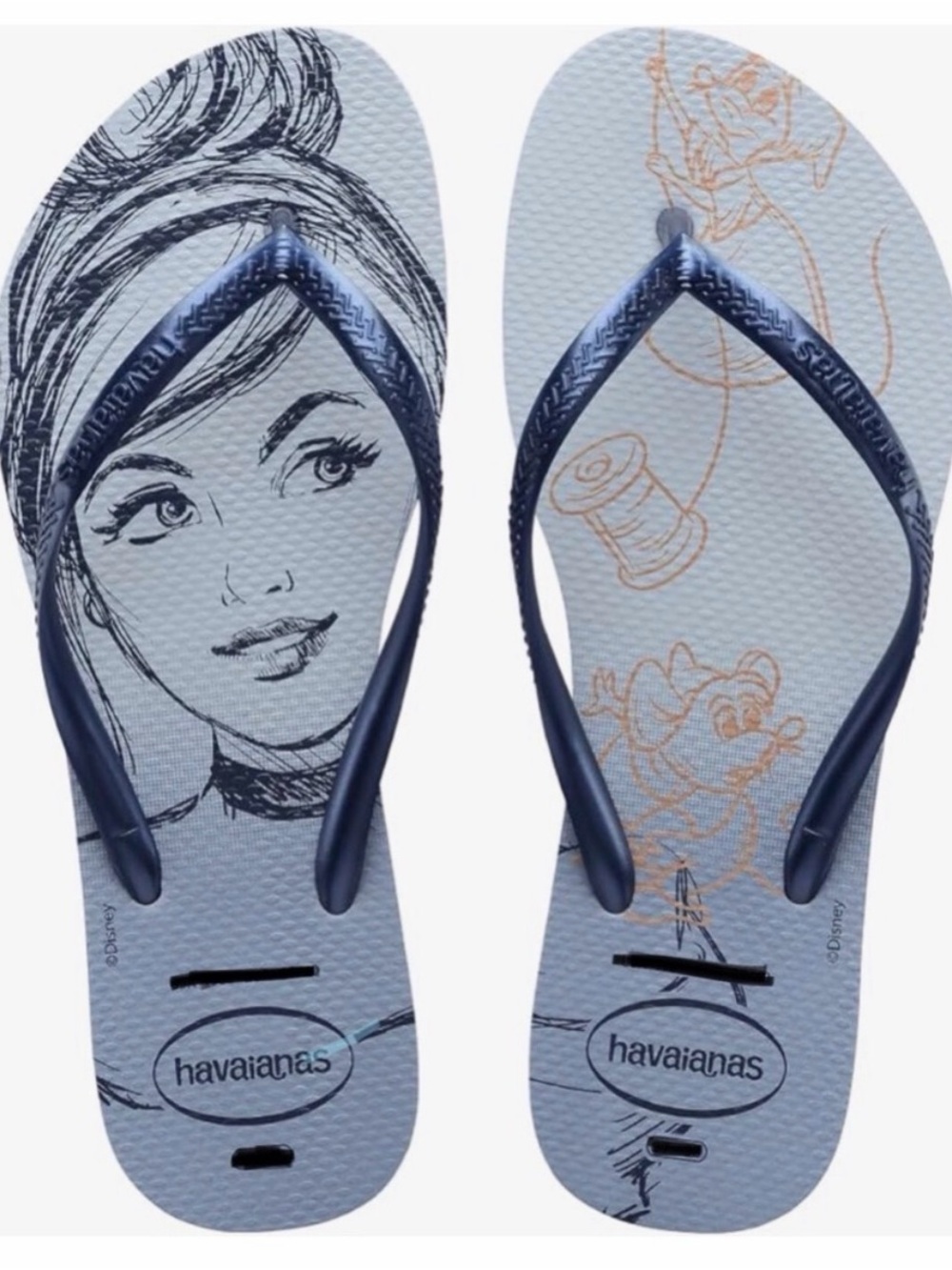 NWT NEW havianas flip flop Cinderella sandal 7 7.5 8 Disney princess blue